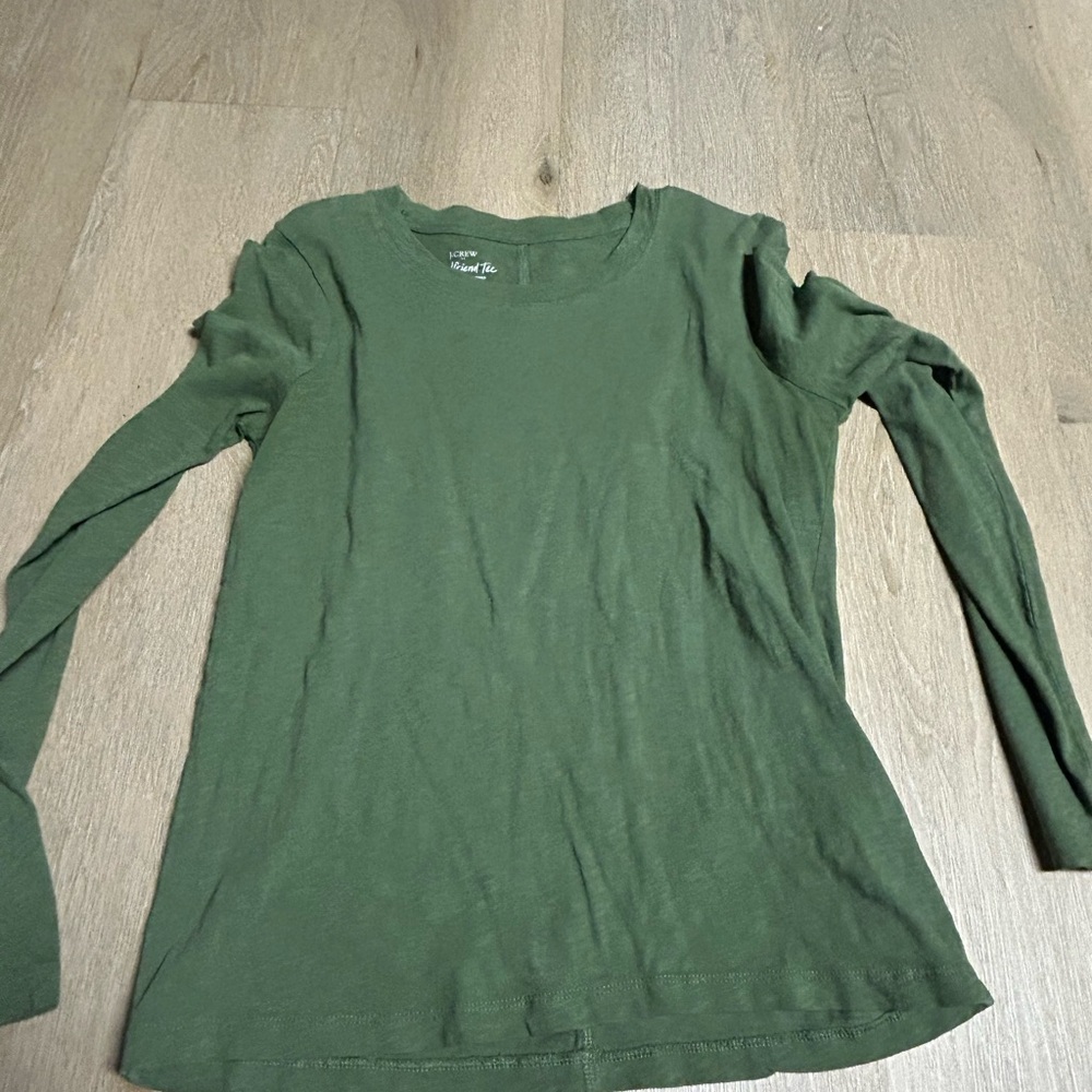 jcrew small green solid longsleeve